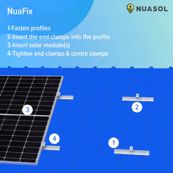 NuaSol photovoltaic trapezoidal sheet metal roof mounting set | mounting, bracket for 2 modules | T-profile 40cm | solar panel bracket