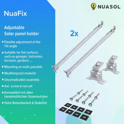 NuaSol 2x NuaFix Adjustable Bracket 30-60Â° Photovoltaic Solar Panels Balcony Power Plant Silver