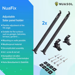 NuaSol 2x NuaFix Adjustable Bracket 30-60Â° Photovoltaic Solar Panels Balcony Power Plant Black