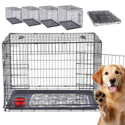AREBOS dog cage 63 x 45 x 51cm | dog transport box car foldable | dog box foldable | transport box with 2 doors | incl. cosy blanket + bowl |S black