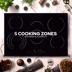 AREBOS glass ceramic hob | 8700 W | 5 hobs | 77 cm | self-sufficient | incl. three-ring zone and roasting zone | with Sensor Touch | childproof lock
