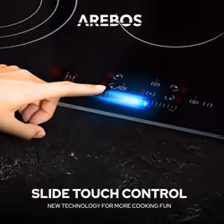 AREBOS glass ceramic hob | 8700 W | 5 hobs | 77 cm | self-sufficient | incl. three-ring zone and roasting zone | with Sensor Touch | childproof lock