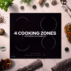 AREBOS induction hob | 7200 W | 4 hobs with 2 flex zones | self-sufficient | with Sensor Touch, timer, childproof lock, overheating protection