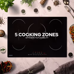 AREBOS induction hob | 9800 W | 5 hobs with 2 flex zones | 77 cm | with Sensor Touch, timer, childproof lock, overheating protection, auto switch-off