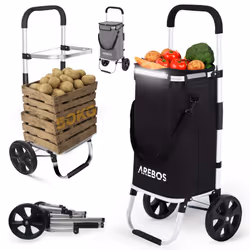 AREBOS 3in1 shopping trolley | trolley large 56 L| shopping trolley with cooler compartment | shopping bag with wheels | fold ...
