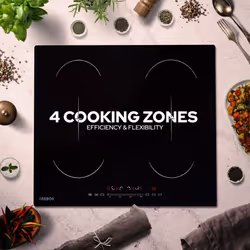 AREBOS induction hob | 7200 W | 4 hobs with 2 double flex zones | with Sensor Touch, timer, childproof lock, overheating protection, auto switch-off