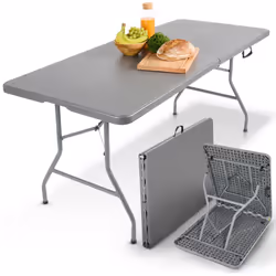 AREBOS Garden Beer Table | foldable | 182 x 74 x 74 cm | rattan look | camping table | party table | folding table | Ink. Car ...
