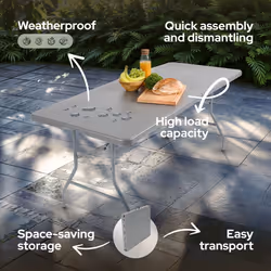AREBOS Garden Beer Table | foldable | 182 x 74 x 74 cm | rattan look | camping table | party table | folding table | Ink. Carrying handle | Anthracite