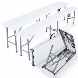 AREBOS 2x Beer Bench Folding Bench I Carrying Handle | 183 x 28 x 43 cm Folding Bench Camping Garden Party Bench Beer Tent Be ...