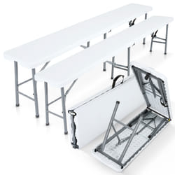 AREBOS 2x Beer Bench Folding Bench I Carrying Handle | 183 x 28 x 43 cm Folding Bench Camping Garden Party Bench Beer Tent Bench | White