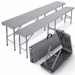 AREBOS 2x Beer Bench Folding Bench I Carrying Handle | 183 x 28 x 43 cm Folding Bench Camping Garden Party Bench Beer Tent Be ...