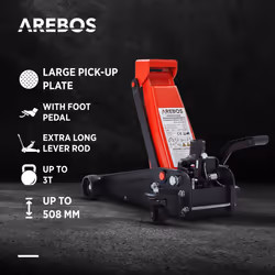 AREBOS 3T Hydraulic jack with foot pedal | 2x jack stands | 3 tons load capacity | 2 supports | jack stands car