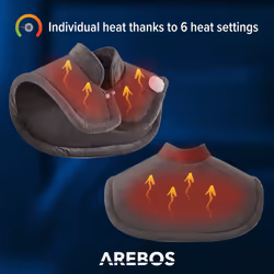 AREBOS heating pad for shoulders, neck and back | with automatic switch-off & overheating protection | electric heating pad 6 levels | anthracite