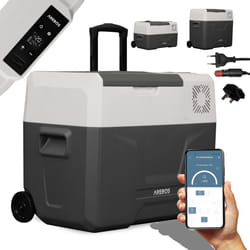 AREBOS Compressor cool box with castors 39L|Electric freezer box with APP control for cooling, freezing and keeping warm|Refrigerator down to -20 Â°C
