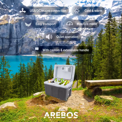 AREBOS 40 litre cool box | for cooling and keeping warm | mini fridge | thermoelectric cool box | with ECO mode | electric cool box | anthracite
