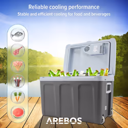AREBOS 40 litre cool box | for cooling and keeping warm | mini fridge | thermoelectric cool box | with ECO mode | electric cool box | anthracite