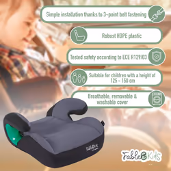 FableKids Child Car Seat Booster Seat ECE ELLA Grey