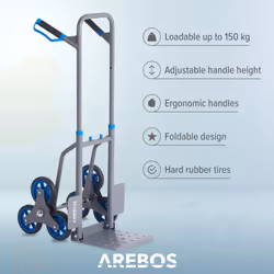 AREBOS Stair truck Sack truck Transport truck 150 kg foldable Stair climber Anthracite