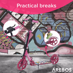 AREBOS kick scooter with LED city scooter kids scooter adult scooter pink