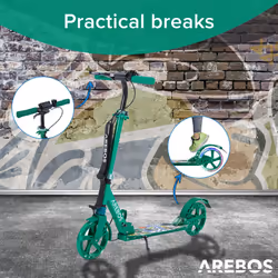 AREBOS kick scooter with LED city scooter kids scooter adult scooter green