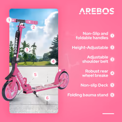 AREBOS kick scooter city scooter kids scooter adult scooter pink