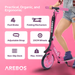 AREBOS kick scooter city scooter kids scooter adult scooter pink