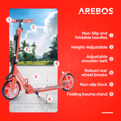 AREBOS kick scooter city scooter kids scooter adult scooter red