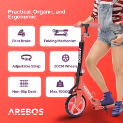 AREBOS kick scooter city scooter kids scooter adult scooter red