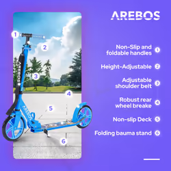 AREBOS kick scooter city scooter kids scooter adult scooter blue