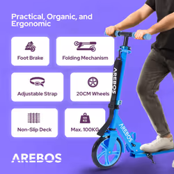AREBOS kick scooter city scooter kids scooter adult scooter blue