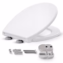 AREBOS toilet seat with soft-close mechanism | toilet seat oval universal | (max. load 150 kg) | Toilet seat with toilet lid ...