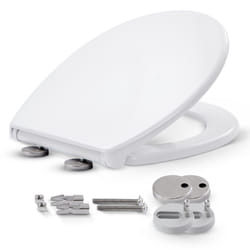 AREBOS toilet seat with soft-close mechanism | toilet seat oval universal | (max. load 150 kg) | Toilet seat with toilet lid | easy installation