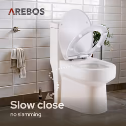 AREBOS toilet seat with soft-close mechanism | toilet seat oval universal | (max. load 150 kg) | Toilet seat with toilet lid | easy installation