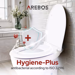 AREBOS toilet seat with soft-close mechanism | toilet seat oval universal | (max. load 150 kg) | Toilet seat with toilet lid | easy installation