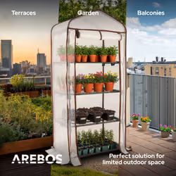 AREBOS Foil Greenhouse with 4 levels | 70 x 50 x 158 cm | Greenhouse with 4 shelves | high-quality propagator garden