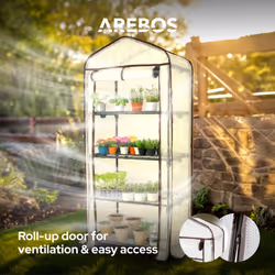 AREBOS Foil Greenhouse with 4 levels | 70 x 50 x 158 cm | Greenhouse with 4 shelves | high-quality propagator garden