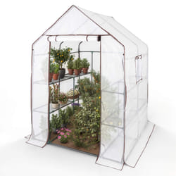 AREBOS Foil Greenhouse with 3 levels |143 x 143 x 195 cm | Greenhouse with shelves & ventilation window |high-quality propagator garden