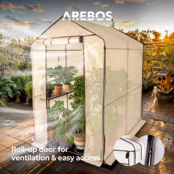 AREBOS Foil Greenhouse with 2 levels | 120 x 186 x 190 cm | Greenhouse with shelves | high-quality propagator garden
