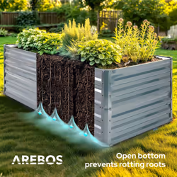 AREBOS metal raised bed 180x90x59 cm | galvanised steel | weatherproof & rustproof planting bed | rectangular vegetable bed for garden & patio
