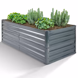 AREBOS metal raised bed 180x90x45 cm | galvanised steel | weatherproof & rustproof planting bed | rectangular vegetable bed f ...