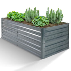 AREBOS metal raised bed 180x90x45 cm | galvanised steel | weatherproof & rustproof planting bed | rectangular vegetable bed for garden & patio