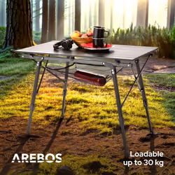AREBOS camping table 90 x 51.5 cm | folding table | height adjustable 47-69 cm | camping accessories | foldable | travel table | carrying bag | black