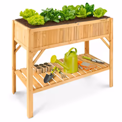 AREBOS wooden raised bed with storage compartment | for in & outdoor | 119 x 53 x 90 cm | planter box & window box | planting ...