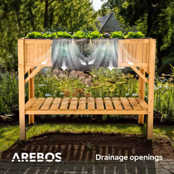 AREBOS wooden raised bed with storage compartment | for in & outdoor | 119 x 53 x 90 cm | planter box & window box | planting bed, cold frame