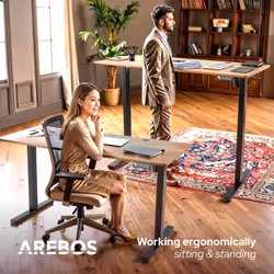 AREBOS electrically height-adjustable desk 120x60 cm | Memory function | Adjustable computer desk 72-118 cm | Standing desk | Stand-sit desk | Brown