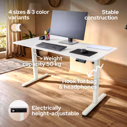 AREBOS electrically height-adjustable desk 120x60 cm | Memory function | Adjustable computer desk 72-118 cm | Standing desk | Stand-sit desk | White