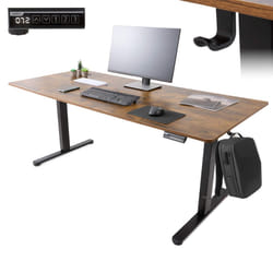 AREBOS electrically height-adjustable desk 180x80 cm | Memory function | Adjustable computer desk 72-118 cm | Standing desk | Stand-sit desk | Brown