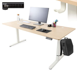 AREBOS electrically height-adjustable desk 180x80 cm | Memory function | Adjustable computer desk 72-118 cm | Standing desk | Stand-sit desk | Beige
