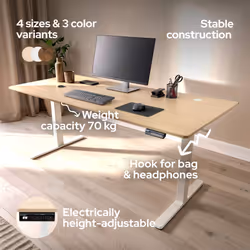 AREBOS electrically height-adjustable desk 180x80 cm | Memory function | Adjustable computer desk 72-118 cm | Standing desk | Stand-sit desk | Beige