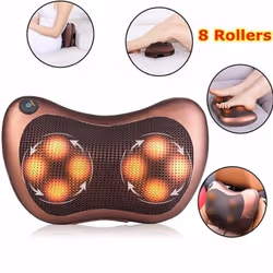 Multifunctional Electric Massage Pillow Cushion Car Home Cervical Shiatsu Massage Neck Back Waist Deep Tissue Kneading - EU plug